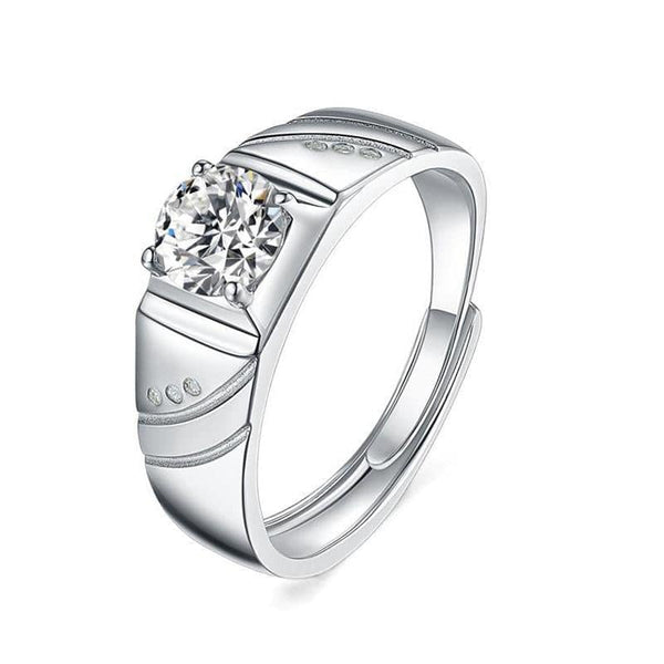 Classic Round Cut Wedding Band For Men In Sterling Silver