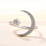 Louily Crescent Moon & Star Adjustable Open Ring In Sterling Silver - louilyjewelry