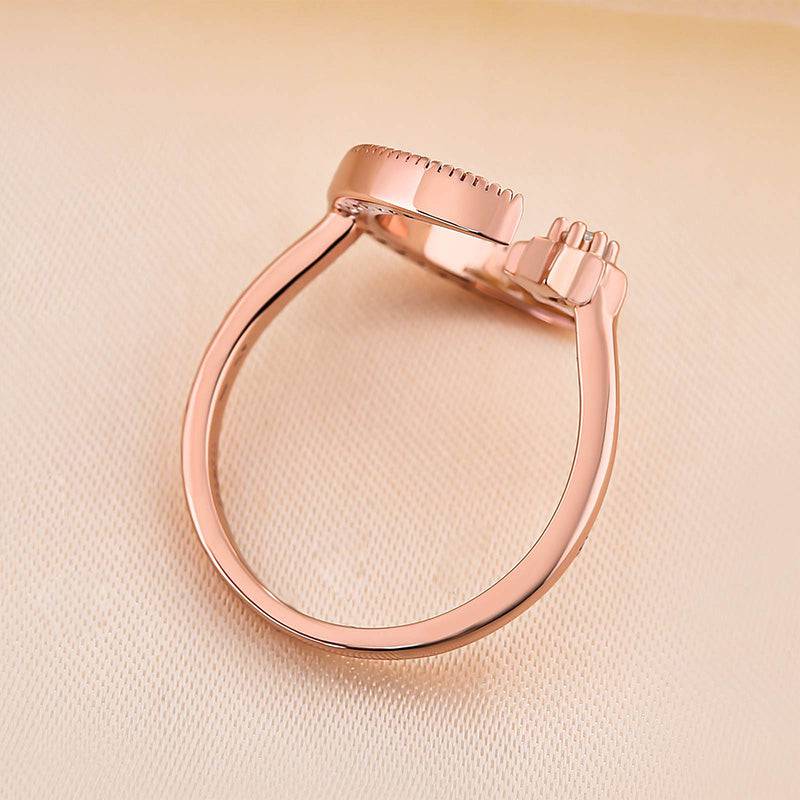 Louily Crescent Moon & Star Adjustable Open Ring In Sterling Silver - louilyjewelry