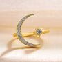 Louily Crescent Moon & Star Adjustable Open Ring In Sterling Silver - louilyjewelry