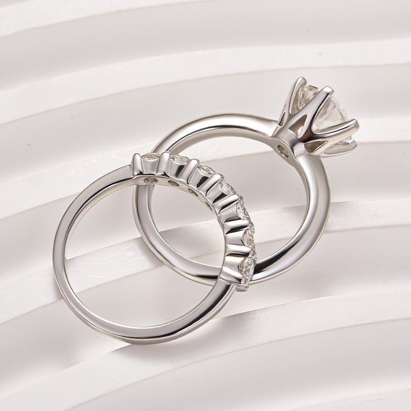 Louily Moissanite 2.0 Carat Dazzling Round Cut Wedding Ring Set - louilyjewelry
